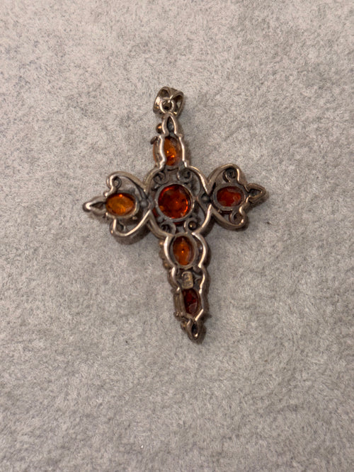 Sterling Amber Crucifix